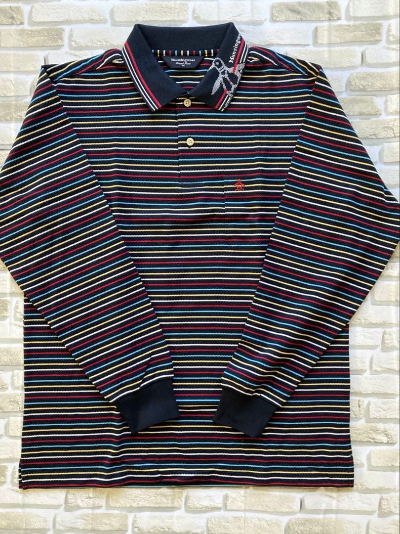 未使用⭐︎Munsingwear マンシング　ボーダー柄 長袖ポロシャツ M