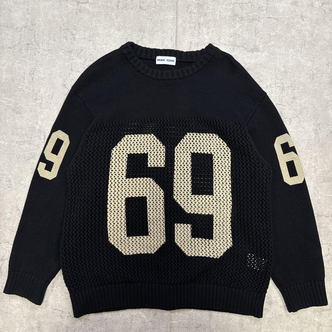 WOKE EDGE ウォークエッジ ニット M ナンバリング 黒 かつきくん着用