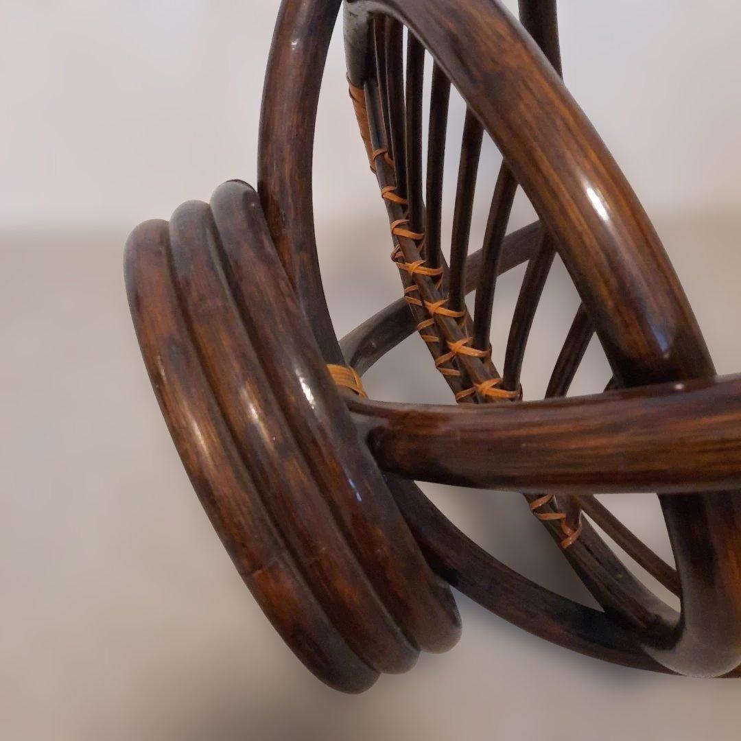 ガラステーブル ラタン 籘 サイドテーブル 円形 ガラス天板