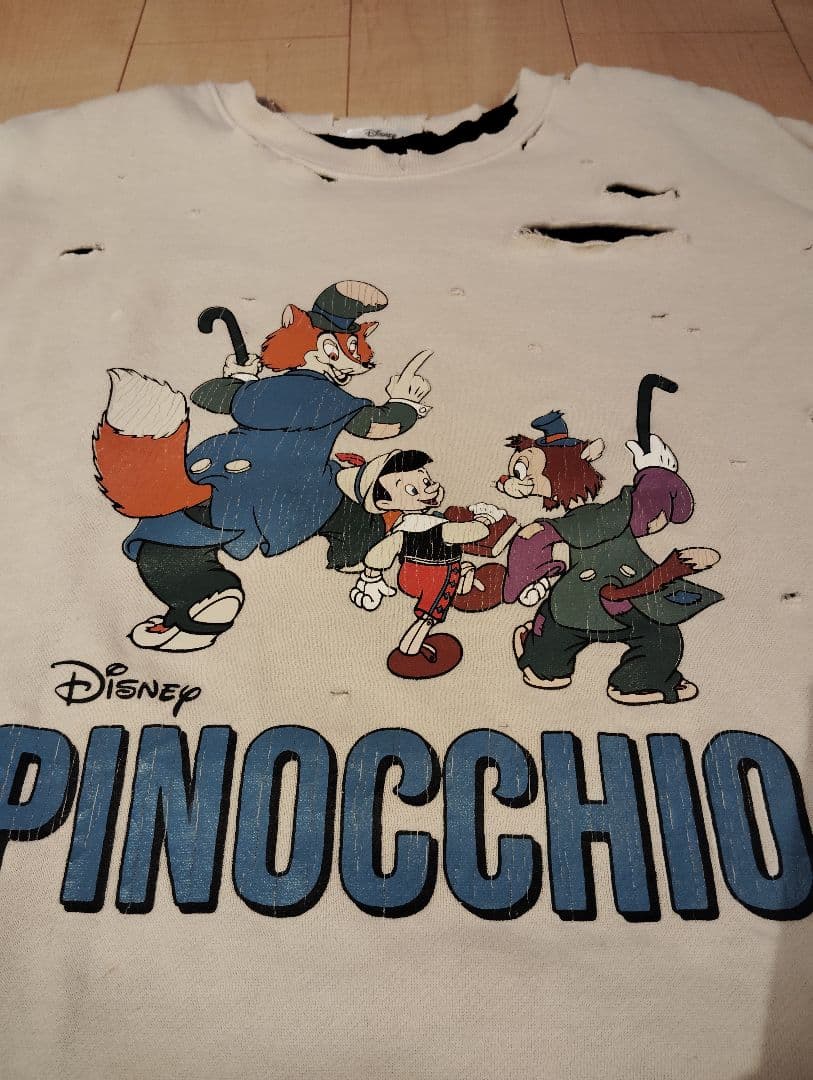 【セット】Disneyピノキオ ダメージスウェット L ライトベージュ
