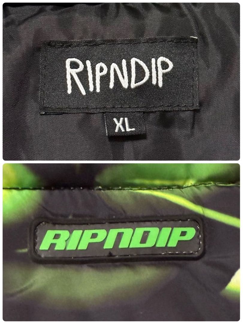 【美品】 RIPNDIP リップンディップ 総柄 フーデッド 中綿ジャケット