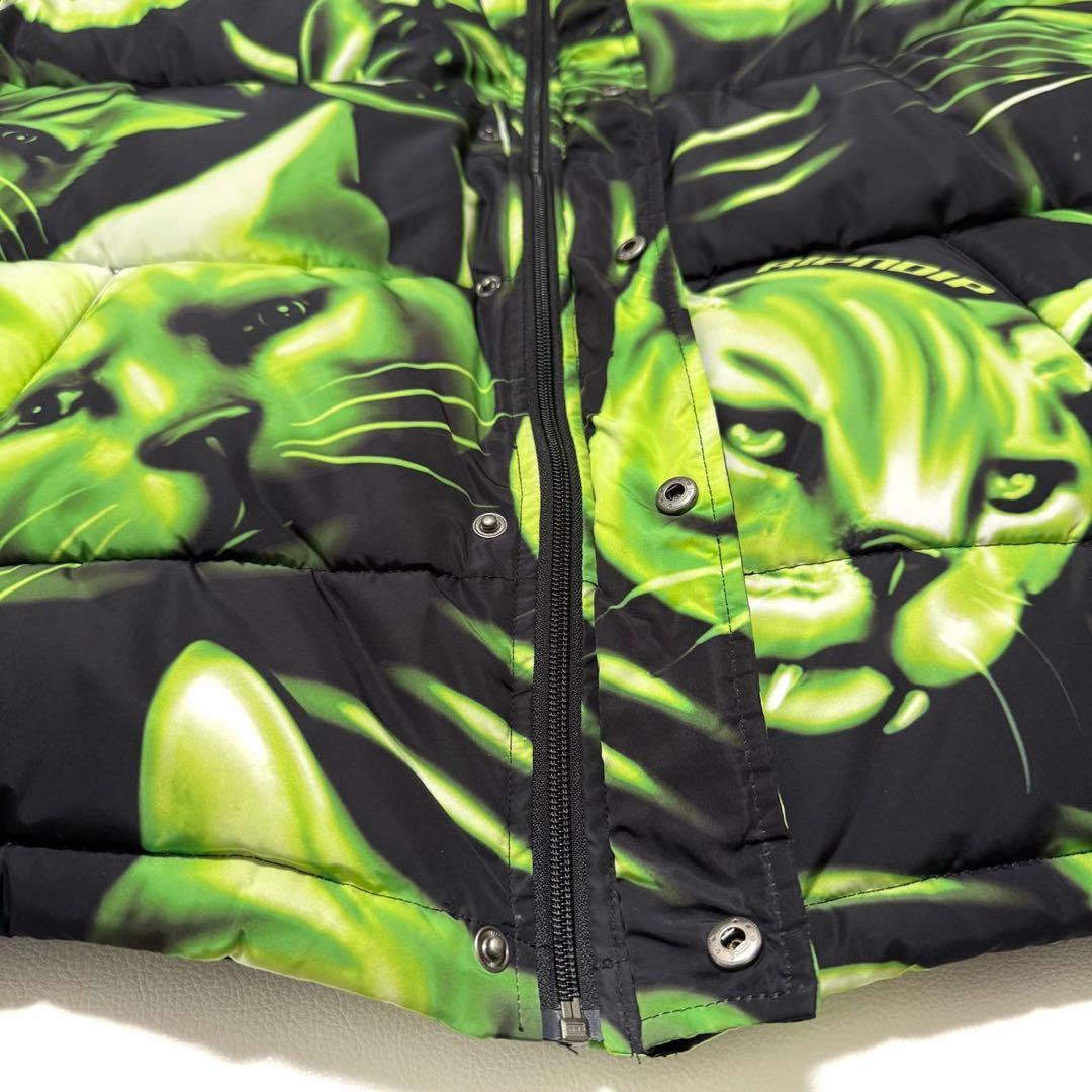 【美品】 RIPNDIP リップンディップ 総柄 フーデッド 中綿ジャケット