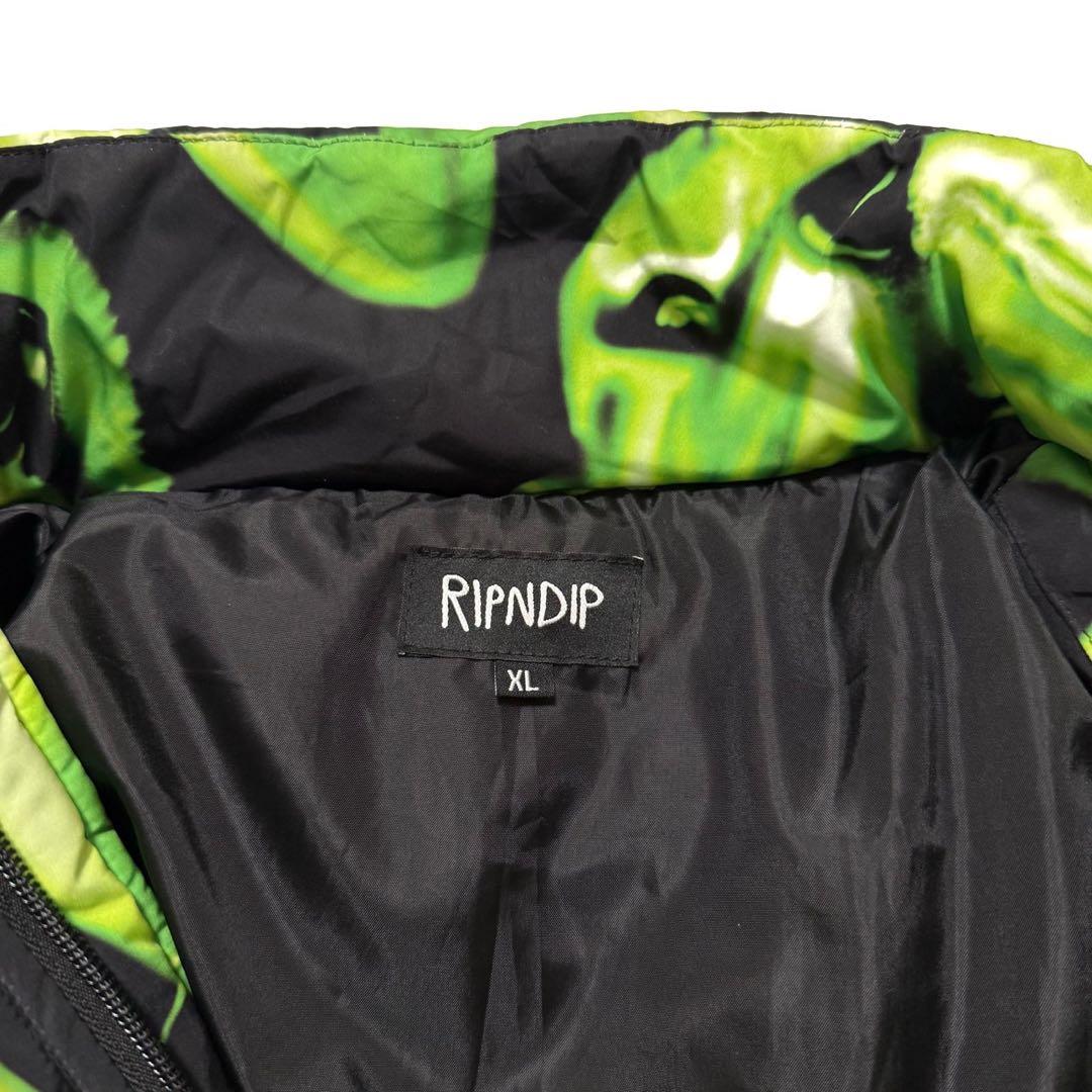 【美品】 RIPNDIP リップンディップ 総柄 フーデッド 中綿ジャケット