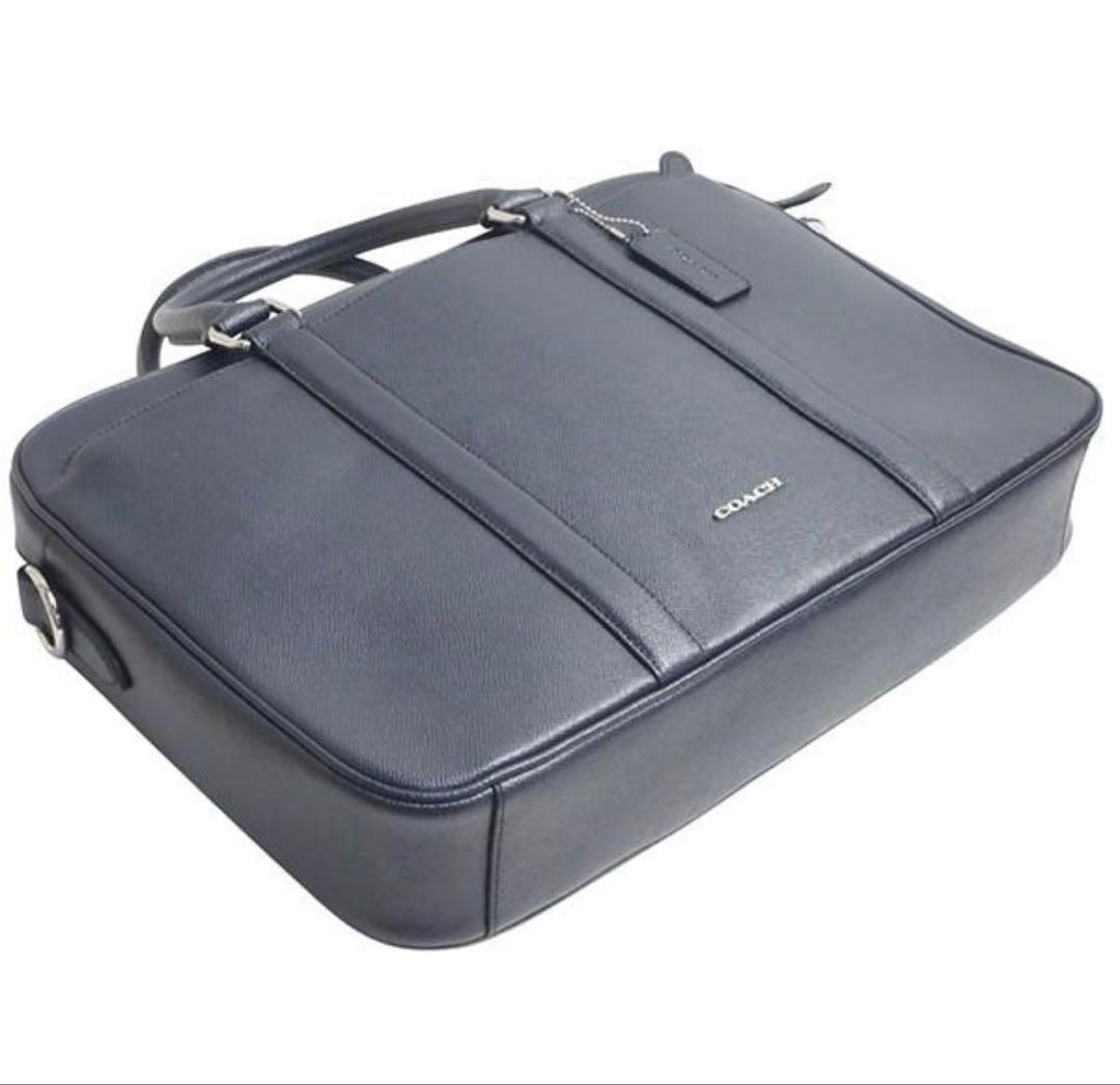 COACH コーチ ダークブルー レザー ビジネスバッグ