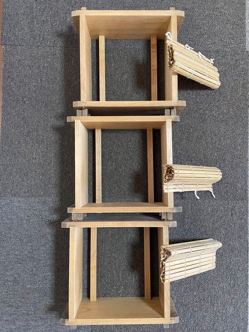 木製角【小】せいろ　アンティーク　レトロ　竹スノコ付き　蒸し器