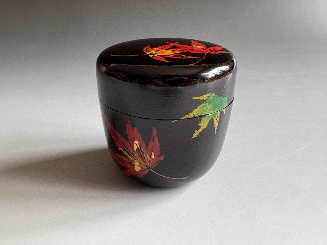 高桑泉斎　紅葉絵一閑大棗　堀内宗完　兼中斎書付　茶道具　薄茶器　表千家　＋掛花入