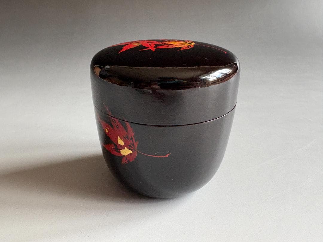 高桑泉斎　紅葉絵一閑大棗　堀内宗完　兼中斎書付　茶道具　薄茶器　表千家　＋掛花入