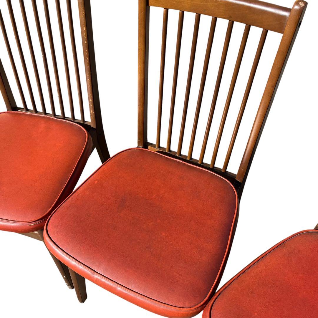 HAMAMOTO（ハマモト）製 木製ダイニングチェア 4脚セット　赤