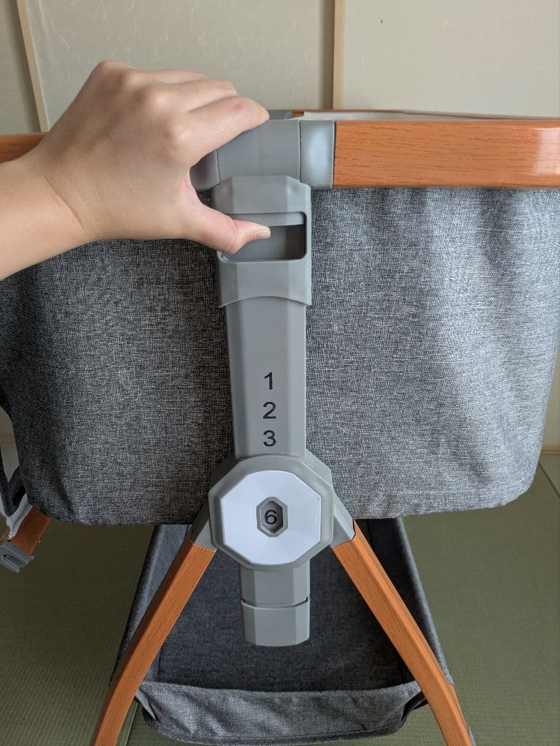 【送料込み】ベビーベッド グレー 高さ調整可能 ゆりかご 蚊帳付き