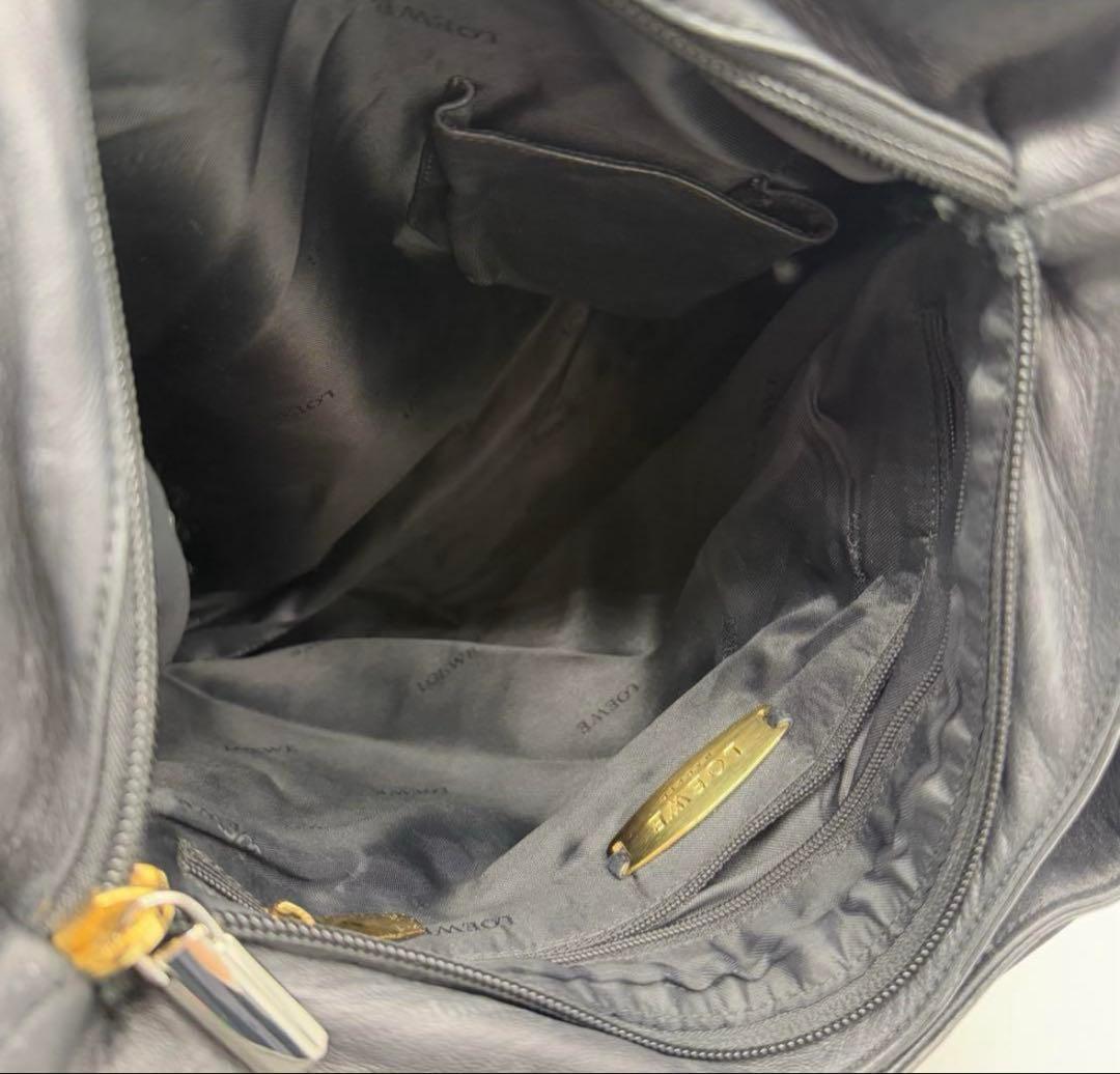 【希少】ロエベ アナグラム チェーン ワンショルダーバッグ ナッパレザー 黒