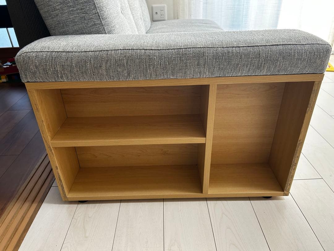 メランジグレー 2WAYソファ 2〜3人掛け　引き出し収納付き