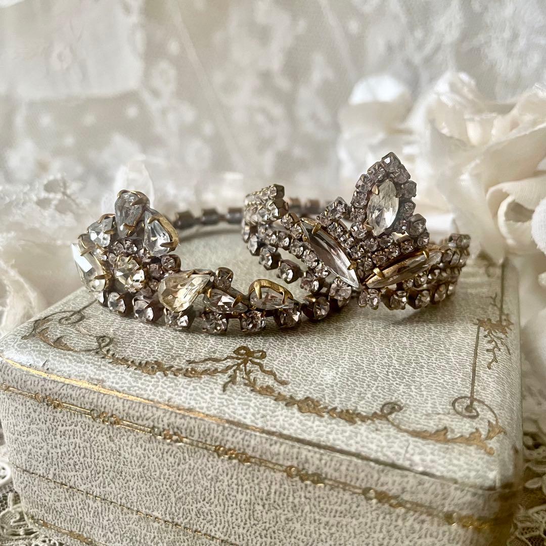 チェコガラスドールティアラA ラインストーン　フランスアンティークヴィンテージ