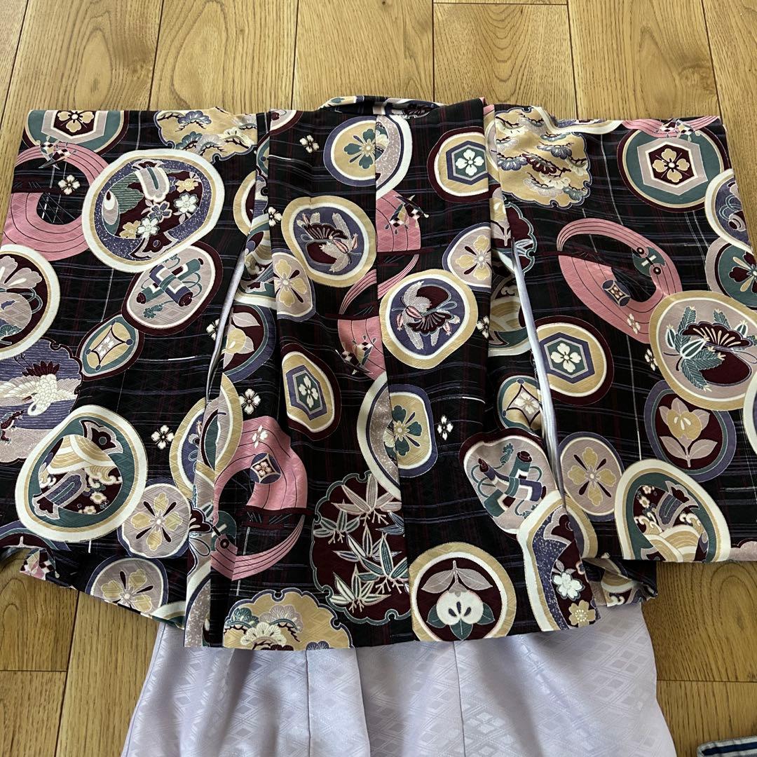 希少 着付け不要！3歳用羽織袴セット　かんたん袴　紫