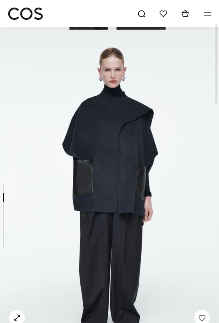 新品⭐︎COS ダブルフェイスフェイスウールマフラーケープ　ネイビー