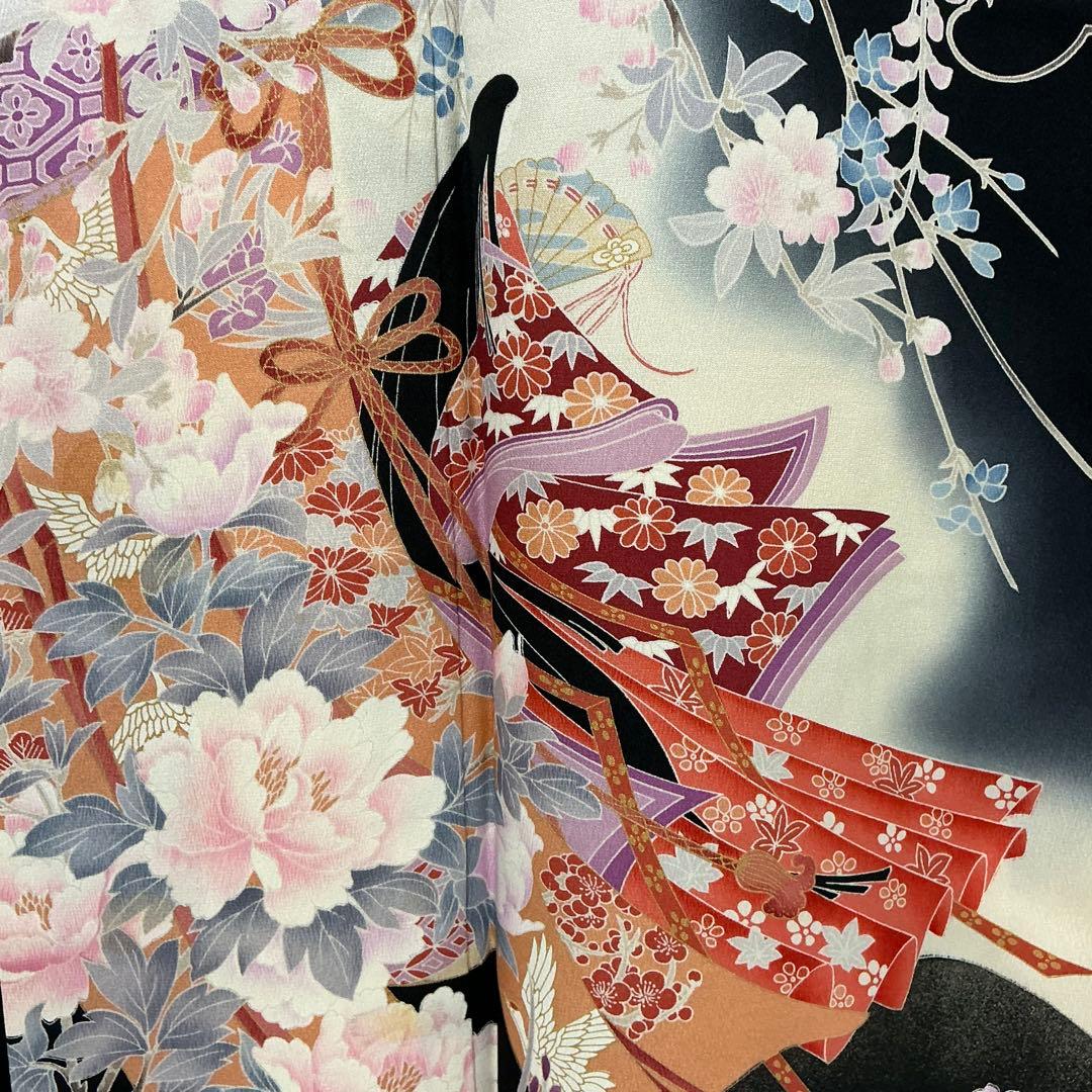 b231 正絹　振袖　友禅　金銀彩　伊達衿付　着物