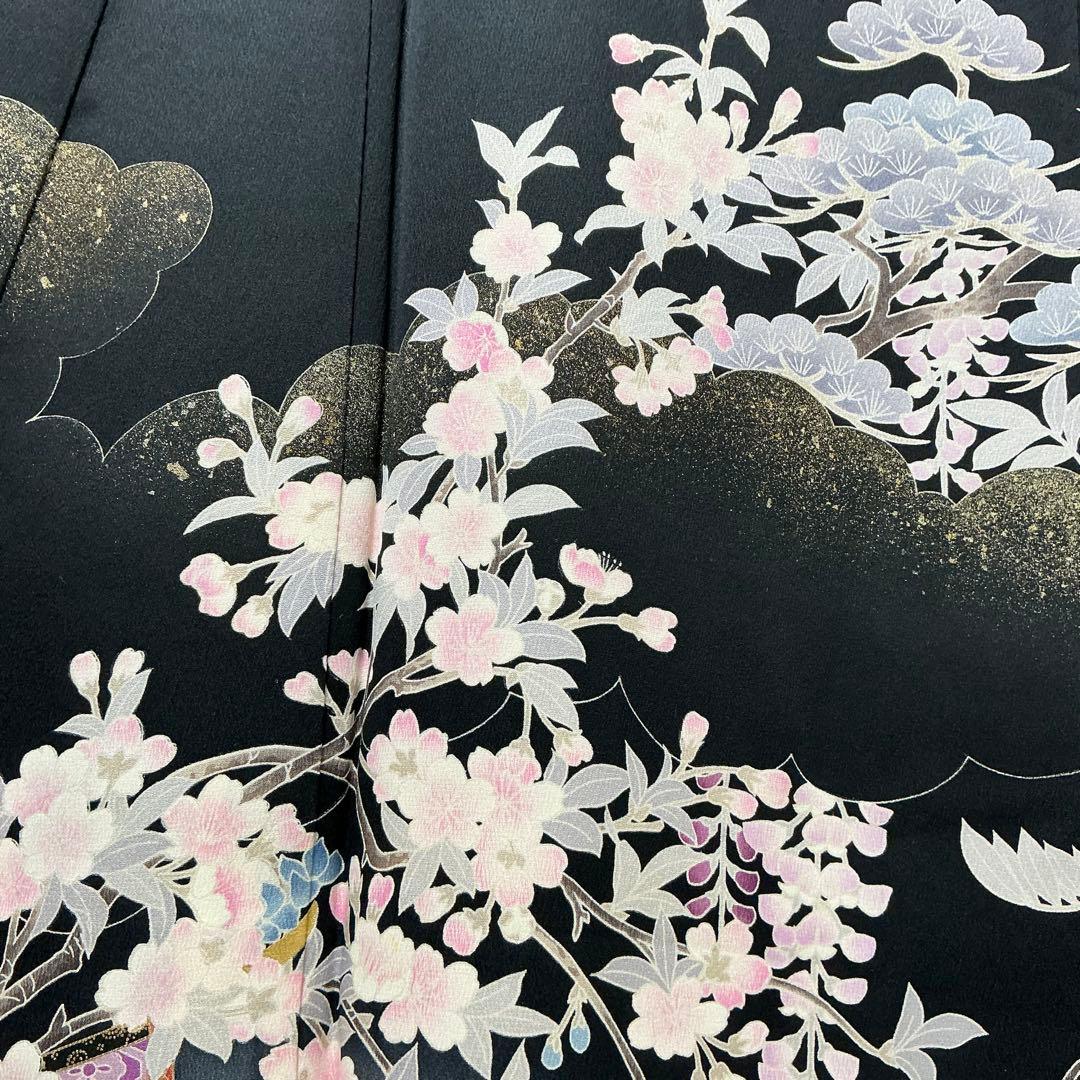b231 正絹　振袖　友禅　金銀彩　伊達衿付　着物