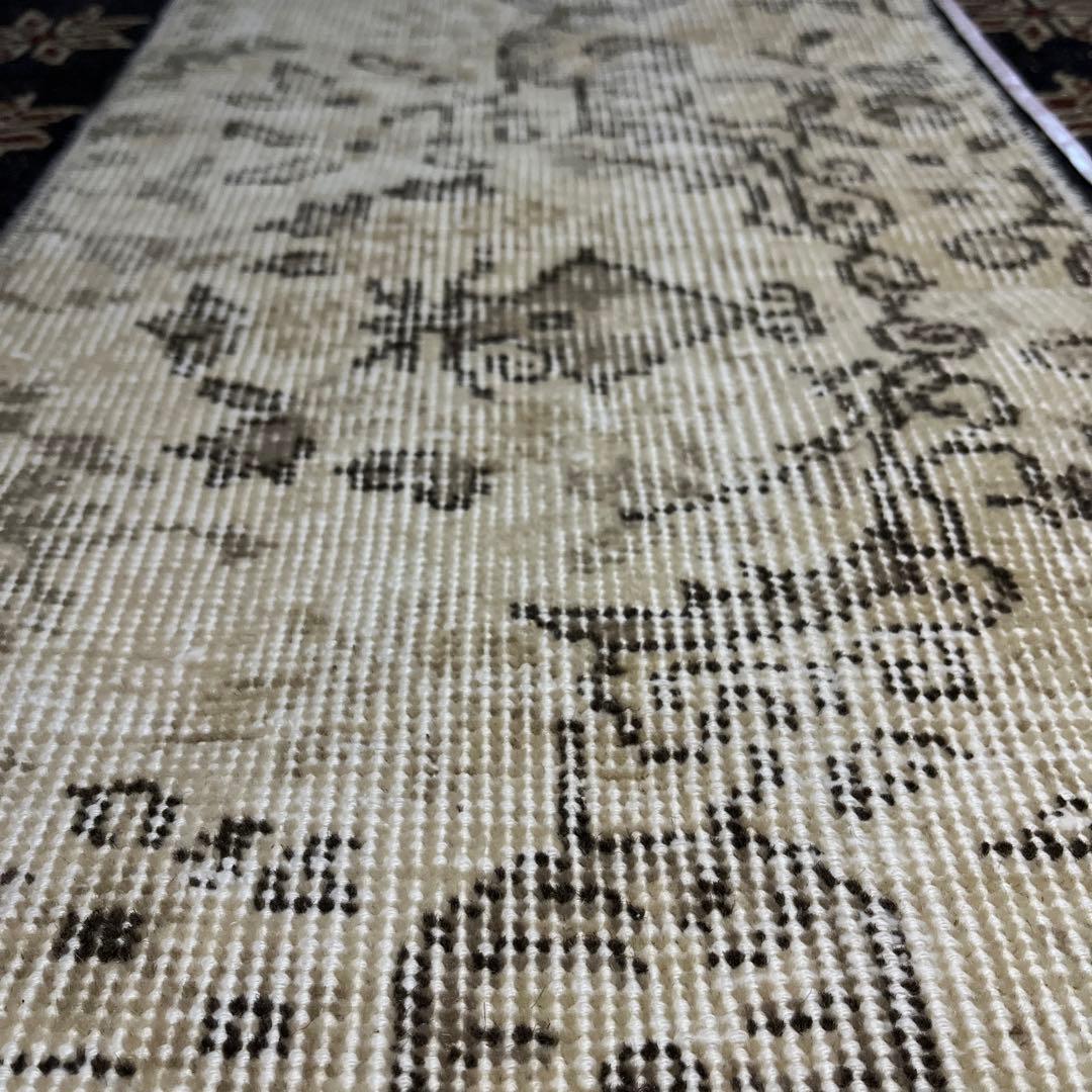 パッチワーク トルコヴィンテージラグ　深みネイビー×ベージュ　トルコラグ