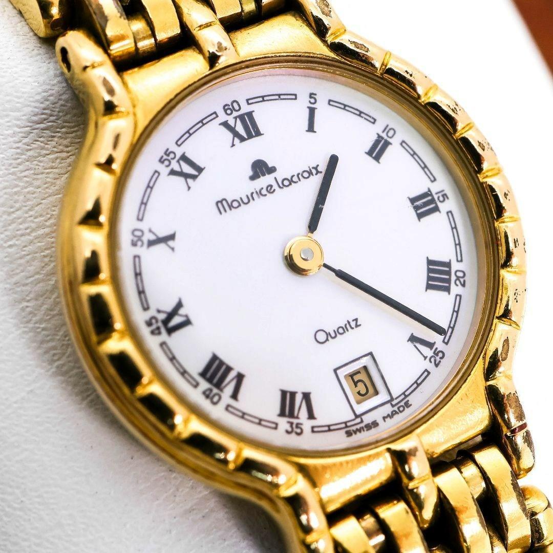 稼働 モーリスラクロア 腕時計 ローマン デイト ゴールド レディース1433