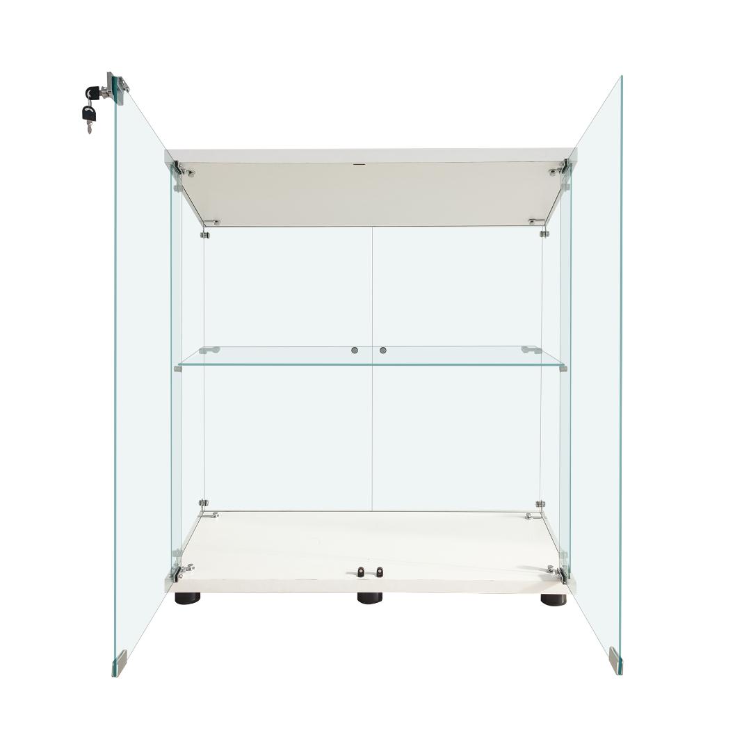 【新品】2段ワイド ホワイト コレクションケース ガラス フィギュアケース 棚