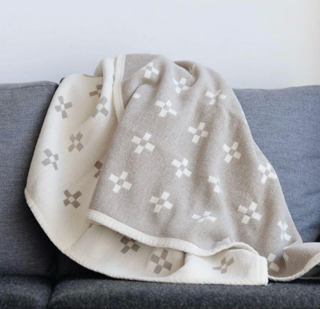 KLIPPAN シュニールコットンブランケット ハーフ シャーンスンドエクリュ