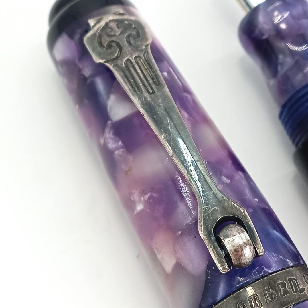 希少 マーレン K18 万年筆 イタリア製 マーブル パープル 流通少