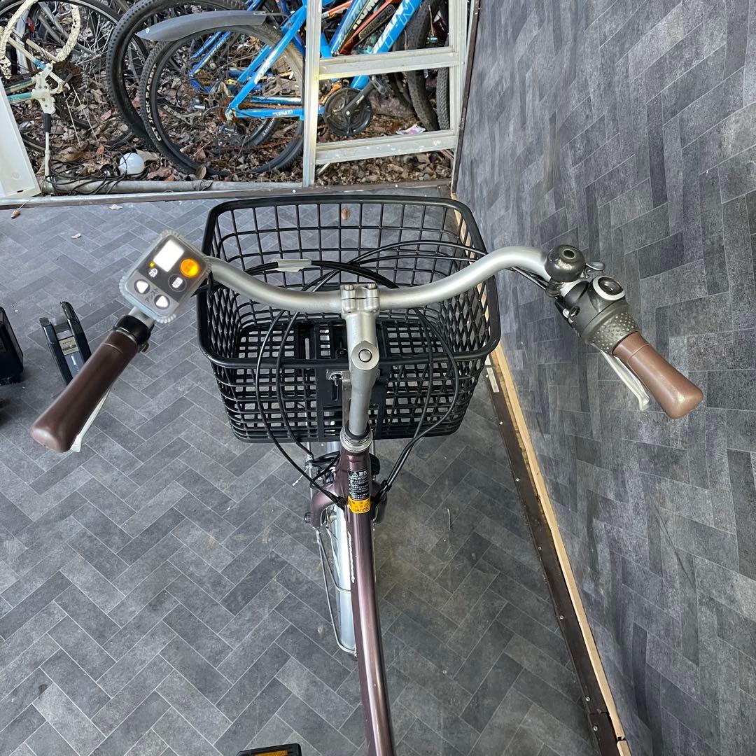 電動アシスト自転車 パープル 前後バスケット付き