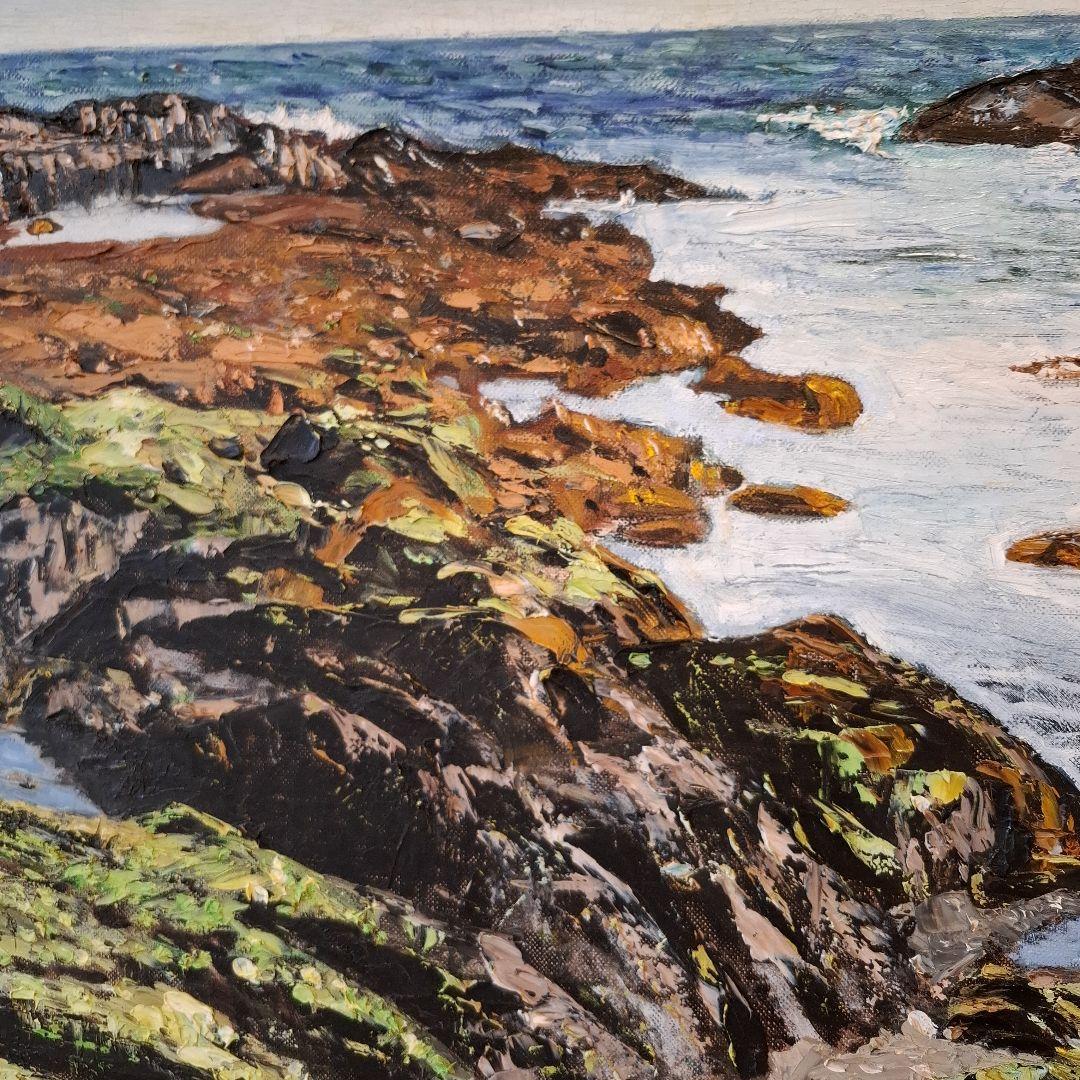 油絵　早春の磯　大平洋黒潮　M 15