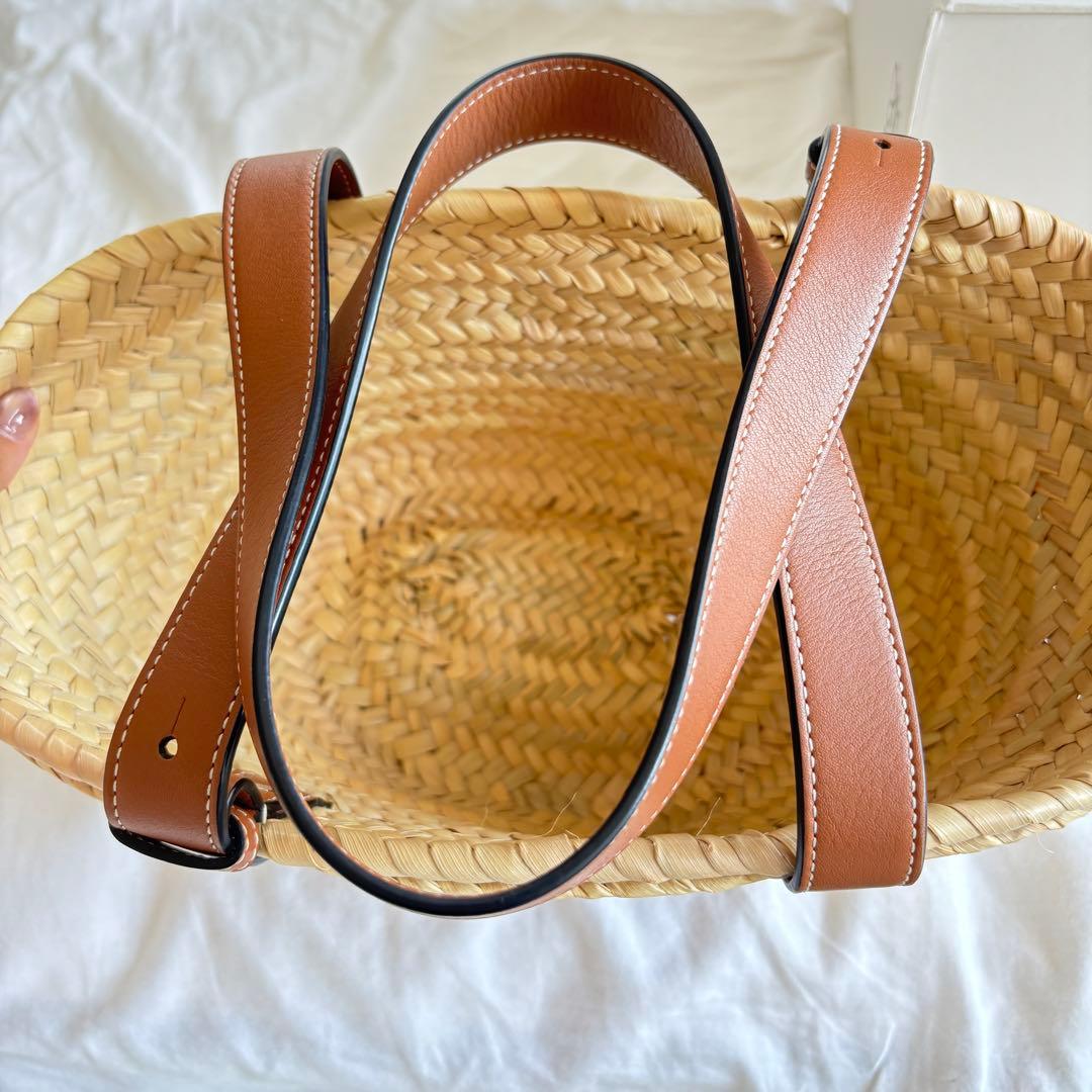 LOEWE かごバッグ ストロー レザースモール