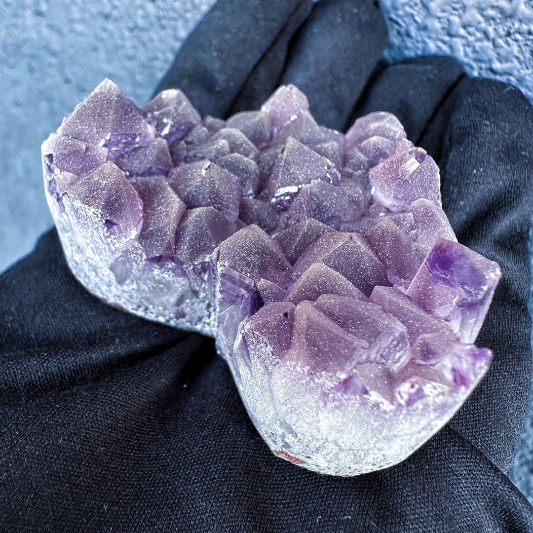 希少2回結晶❗️アメジストハート型❤︎クラスターパワーストーン原石水晶A1309