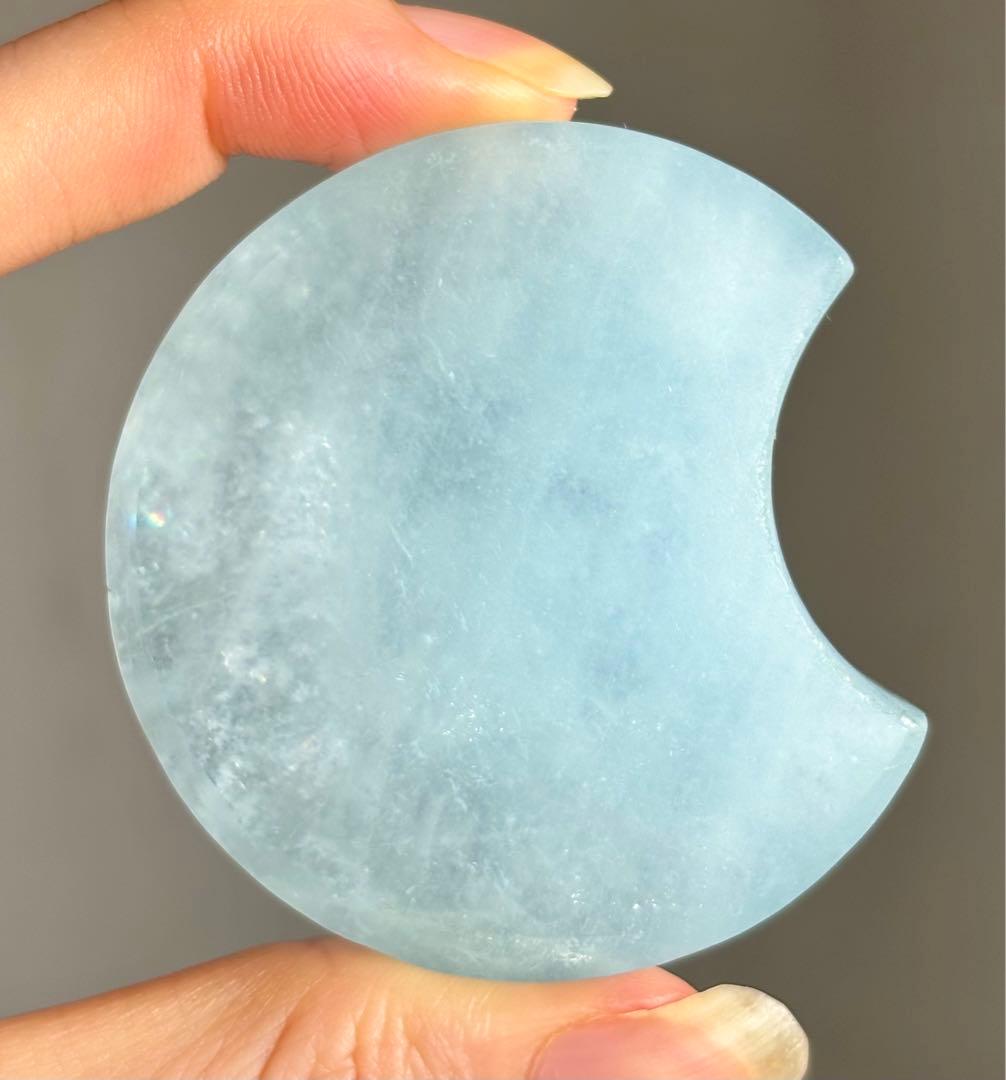 高品質　アクアマリン　月　ムーン　握り石　高騰　天然石