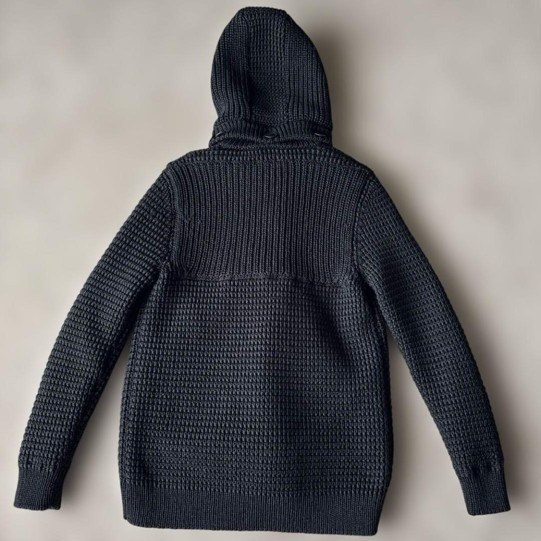 ✨美品✨バーク　ニットダッフルコート　ブラック　フード　秋冬　編み込み　2way