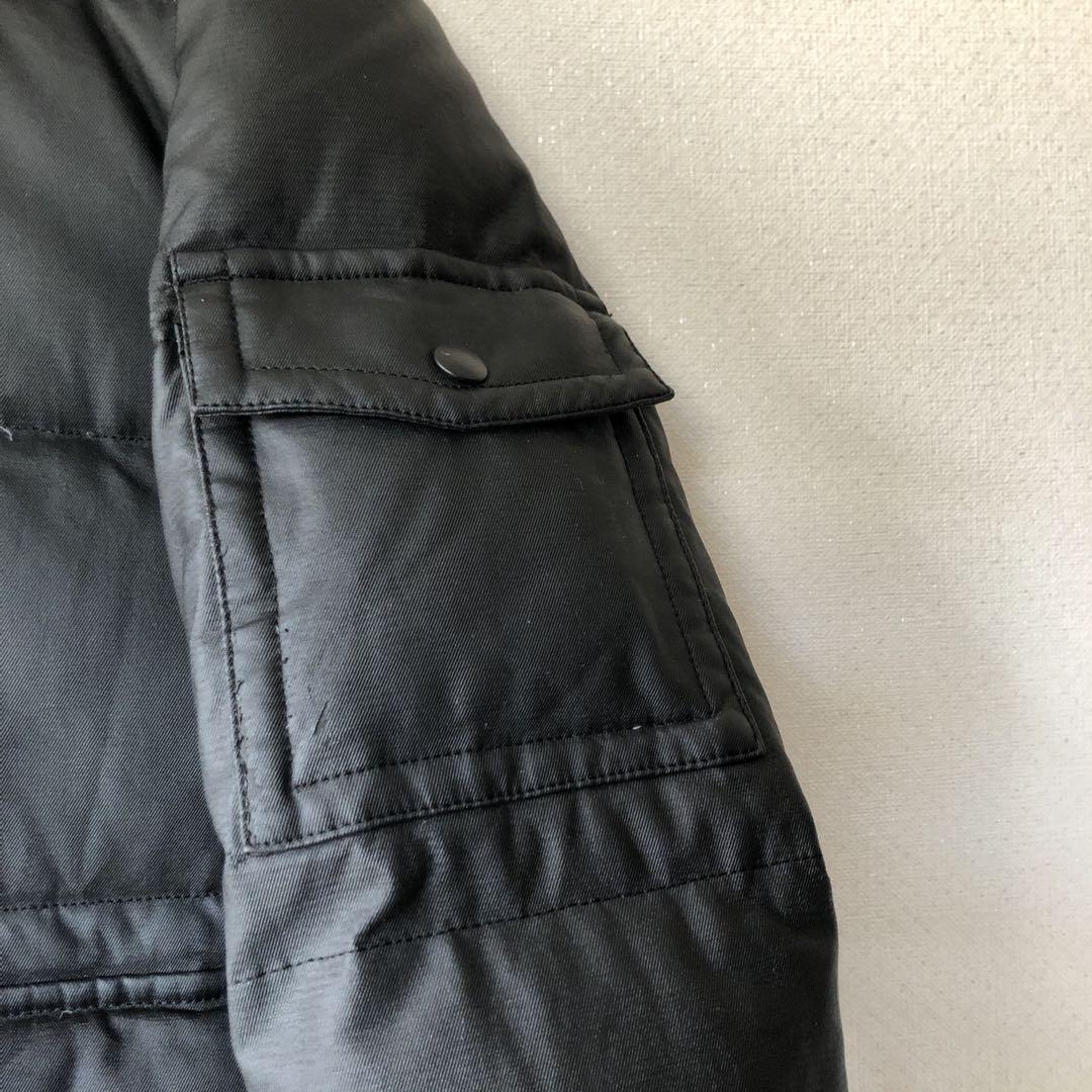 コムデギャルソンオム コーティング 肉厚ダウンジャケット 中チェック柄 黒