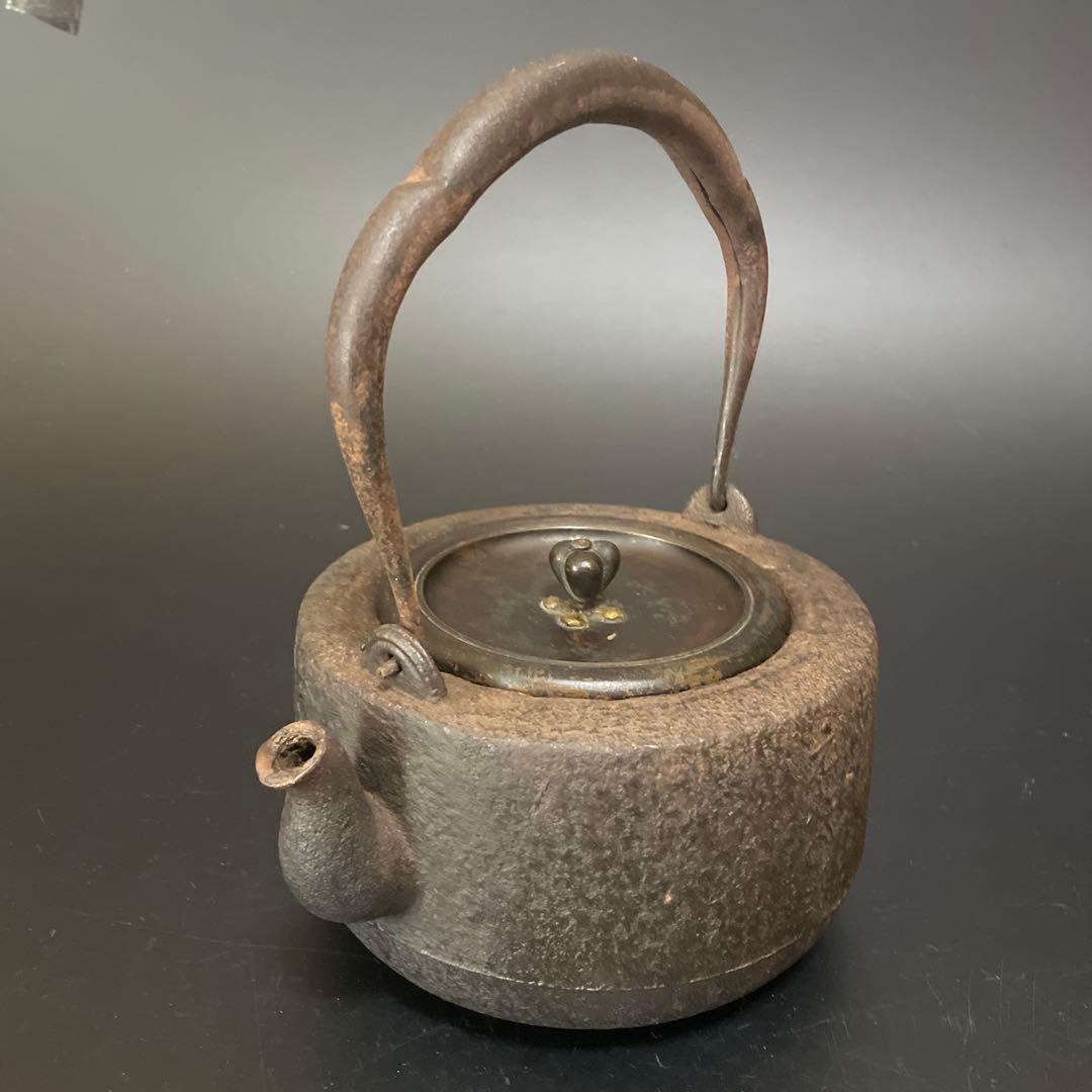 時代物　鉄瓶　大国　安之助　龍文堂銅蓋