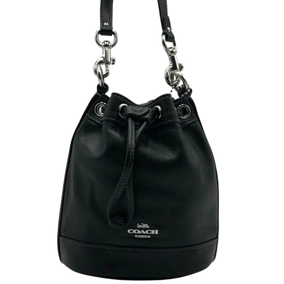 【極美品】COACHコーチ　ブラック　レザー　ショルダーバッグ　２WAY　巾着型