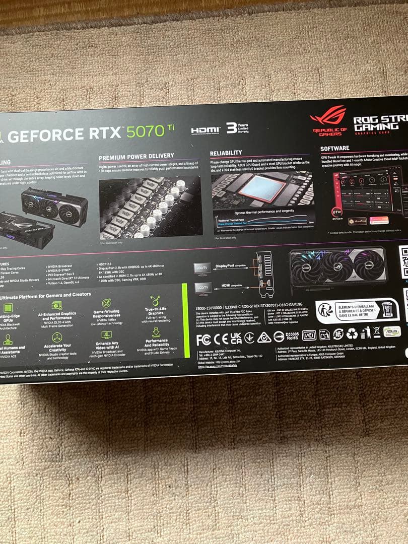 グラフィックボード・グラボ・ビデオカード ROG Strix Gaming GeForce RTX 5070 Ti OC
