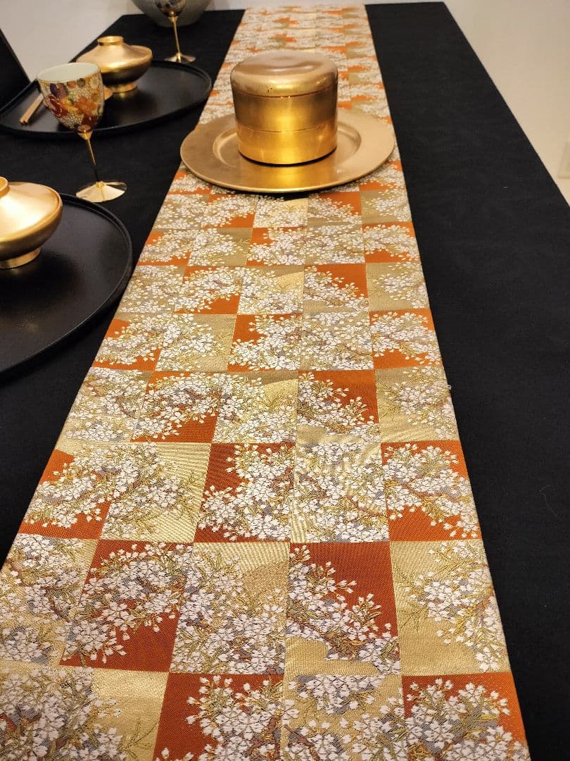A668★逸品‼️豪華刺繍‼️ひな祭り‼️袋帯正絹テーブルランナー2m15cm