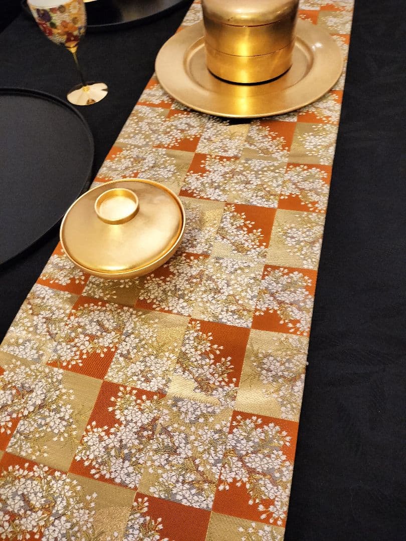 A668★逸品‼️豪華刺繍‼️ひな祭り‼️袋帯正絹テーブルランナー2m15cm