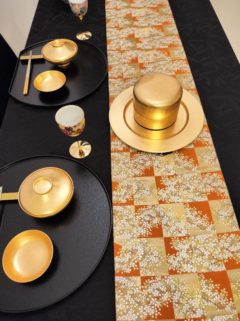 A668★逸品‼️豪華刺繍‼️ひな祭り‼️袋帯正絹テーブルランナー2m15cm