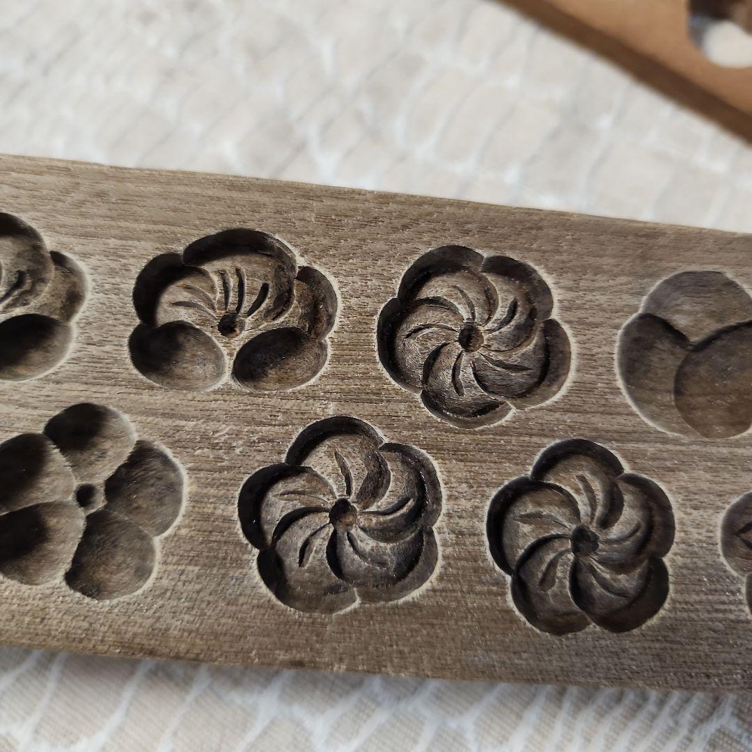 梅花5柄　菓子木型　古い 木型 菓子型 和菓子 木製 古道具 古物