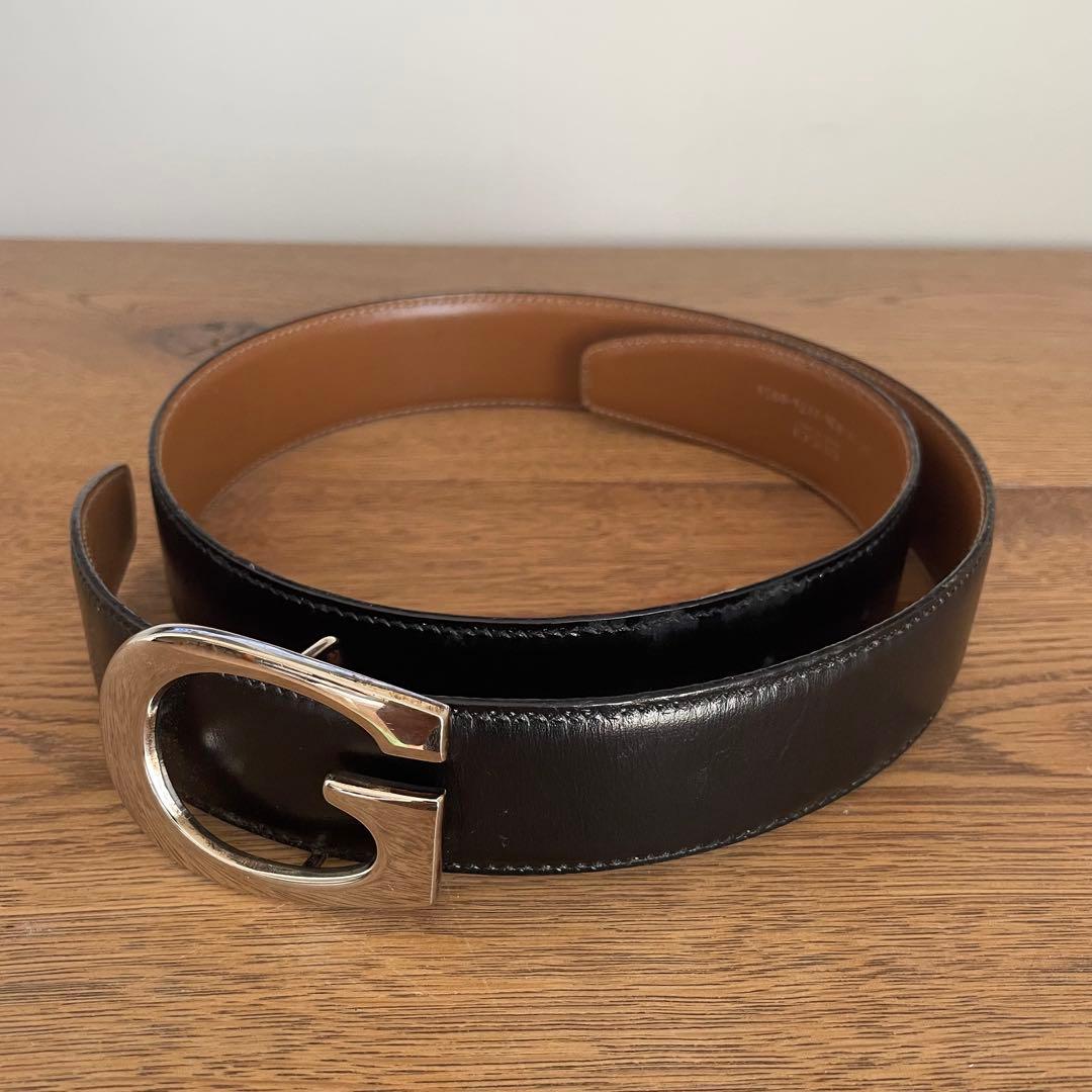 GUCCI レザー ベルト Gバックル シルバー金具