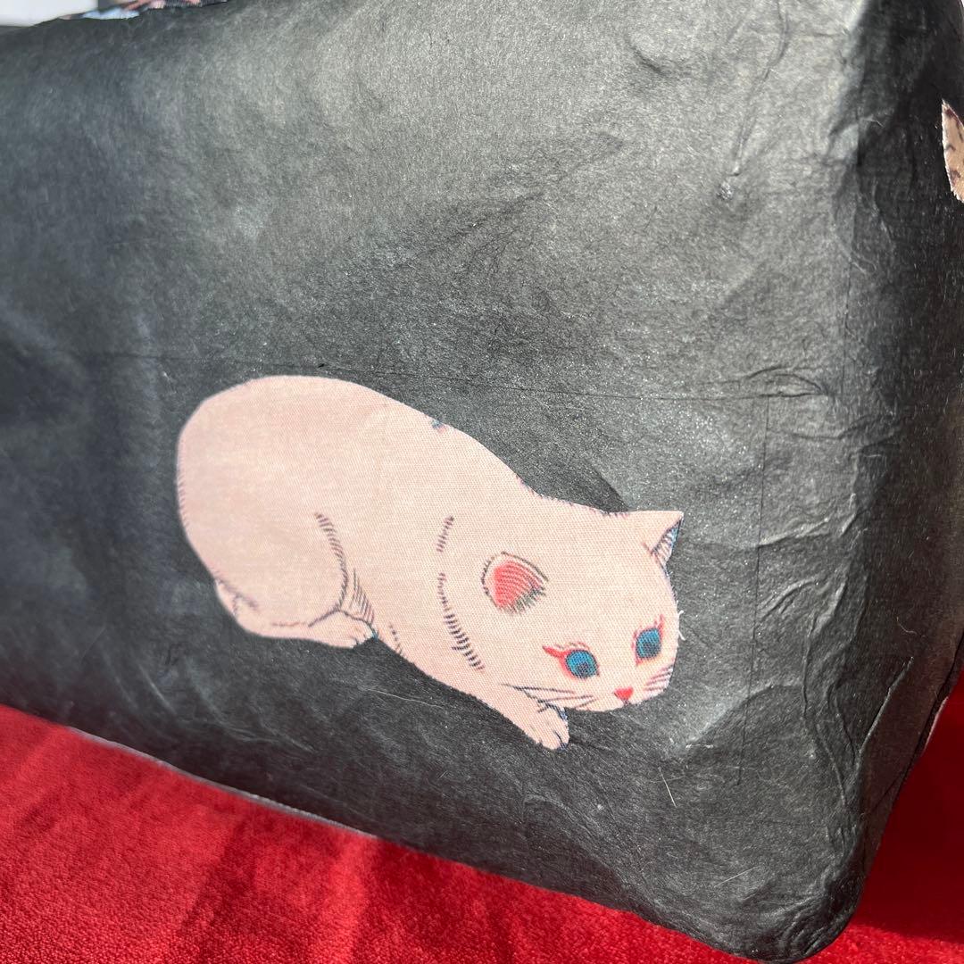 梅と猫 一閑張り バッグ かごバッグ ハンドバッグ 和猫 浮世絵 和柄 市場かご