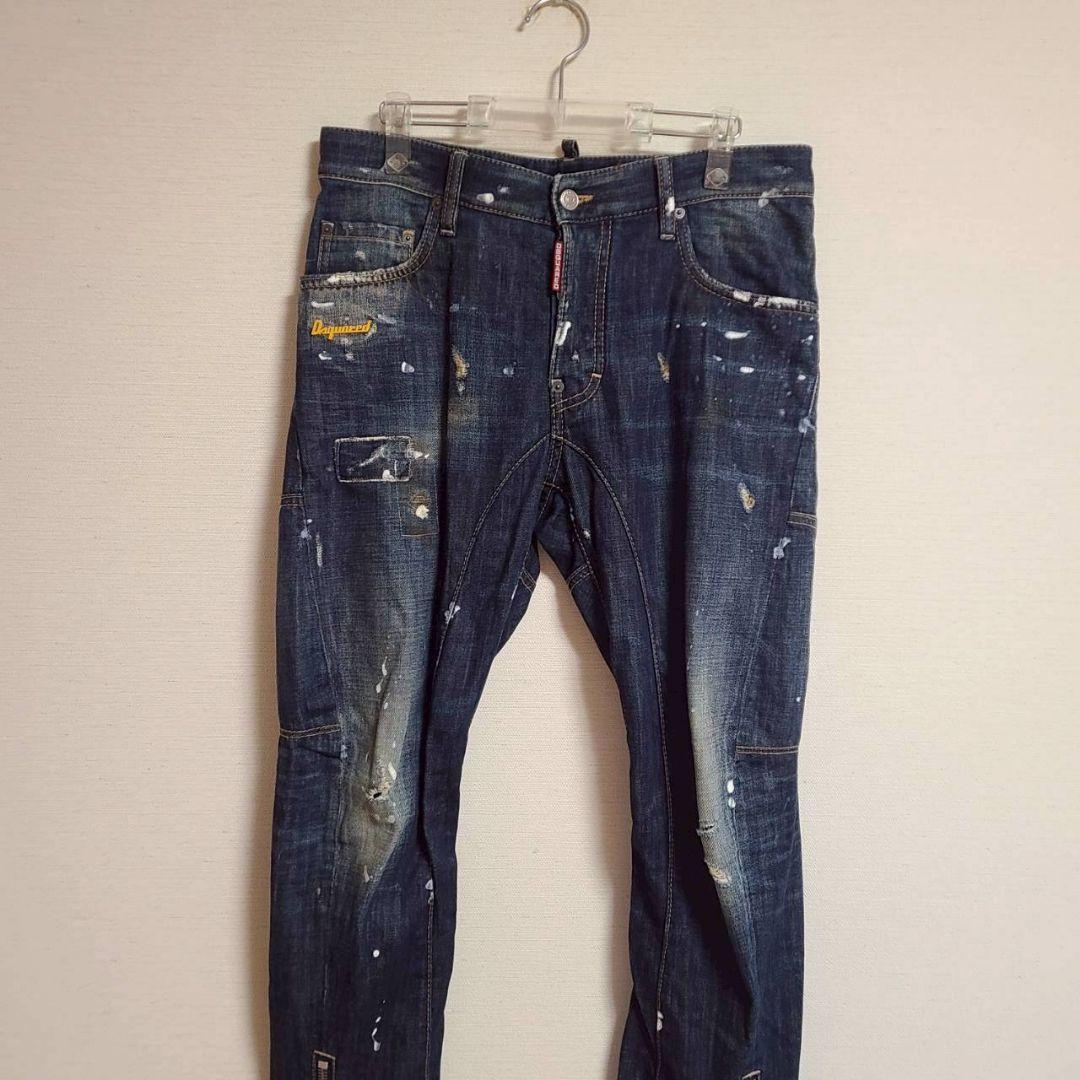 ディースクエアード デニム バイカーパンツ ペイント ダメージ加工 ジーンズ