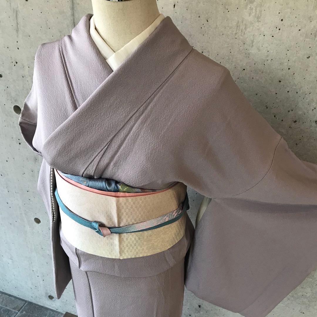 正絹　色無地　袷　柄八掛　裄68