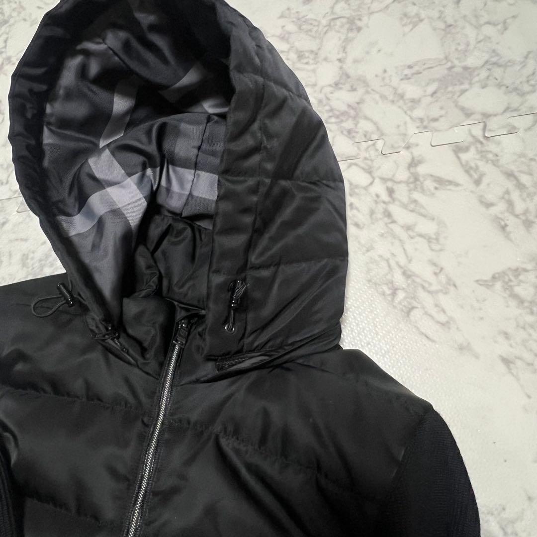 美品ブラックレーベルクレストブリッジ 切り替え ダウンパーカー ニット 黒L
