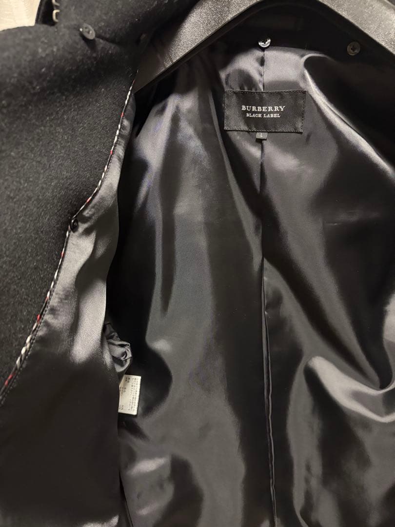 BURBERRY BLACK LABEL ブラック ピーコート　ラビットファー付