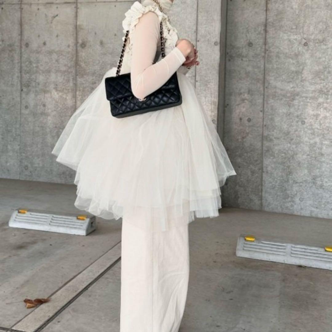 PERNA チュールギャザーキャミソール