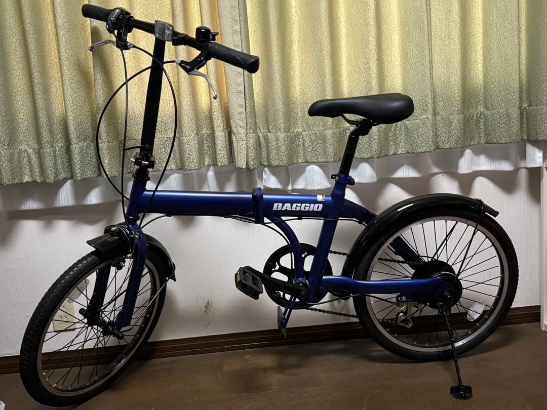 半額！BAGGIO 折りたたみ自転車 青　防災対応20型６スピード　ノンパンク