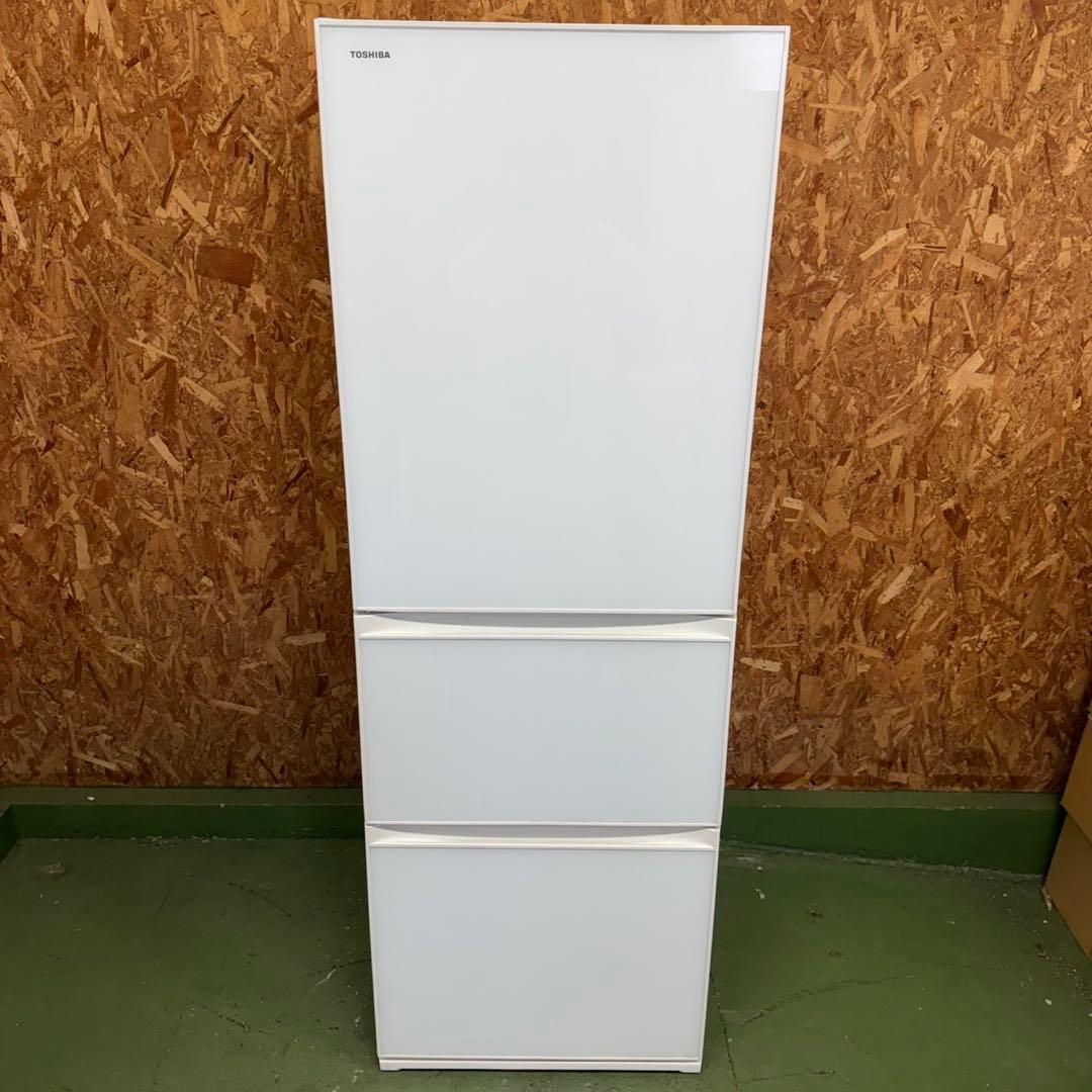 313 東芝　大型冷蔵庫　300L強　小型　家庭用　自動製氷　ガラスパネル