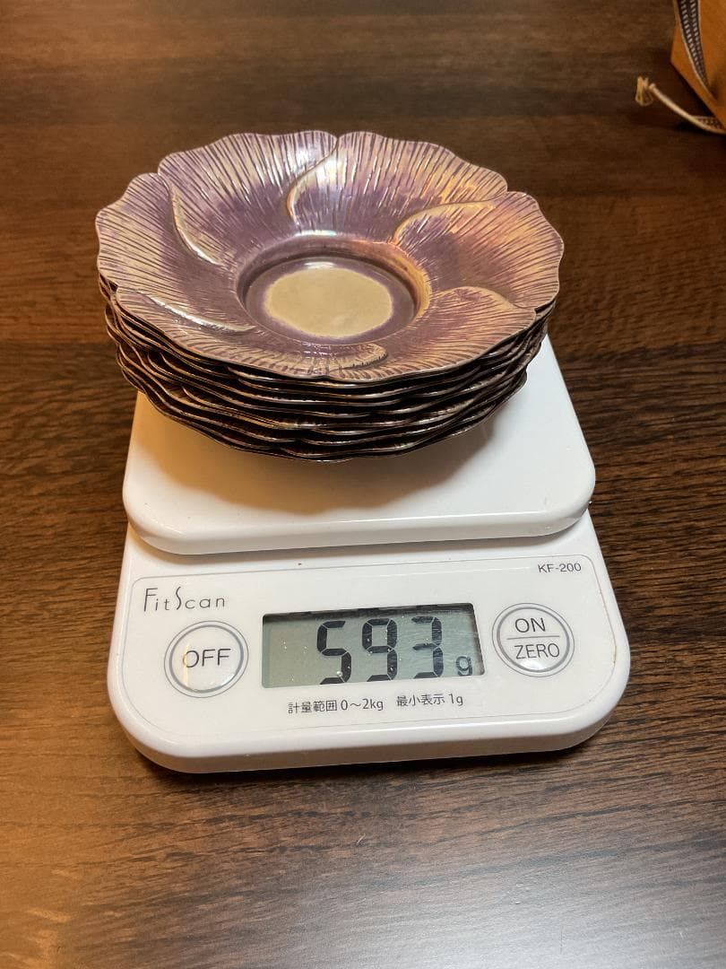 純銀　茶托10客　捻牡丹托子 桐箱付　593gr