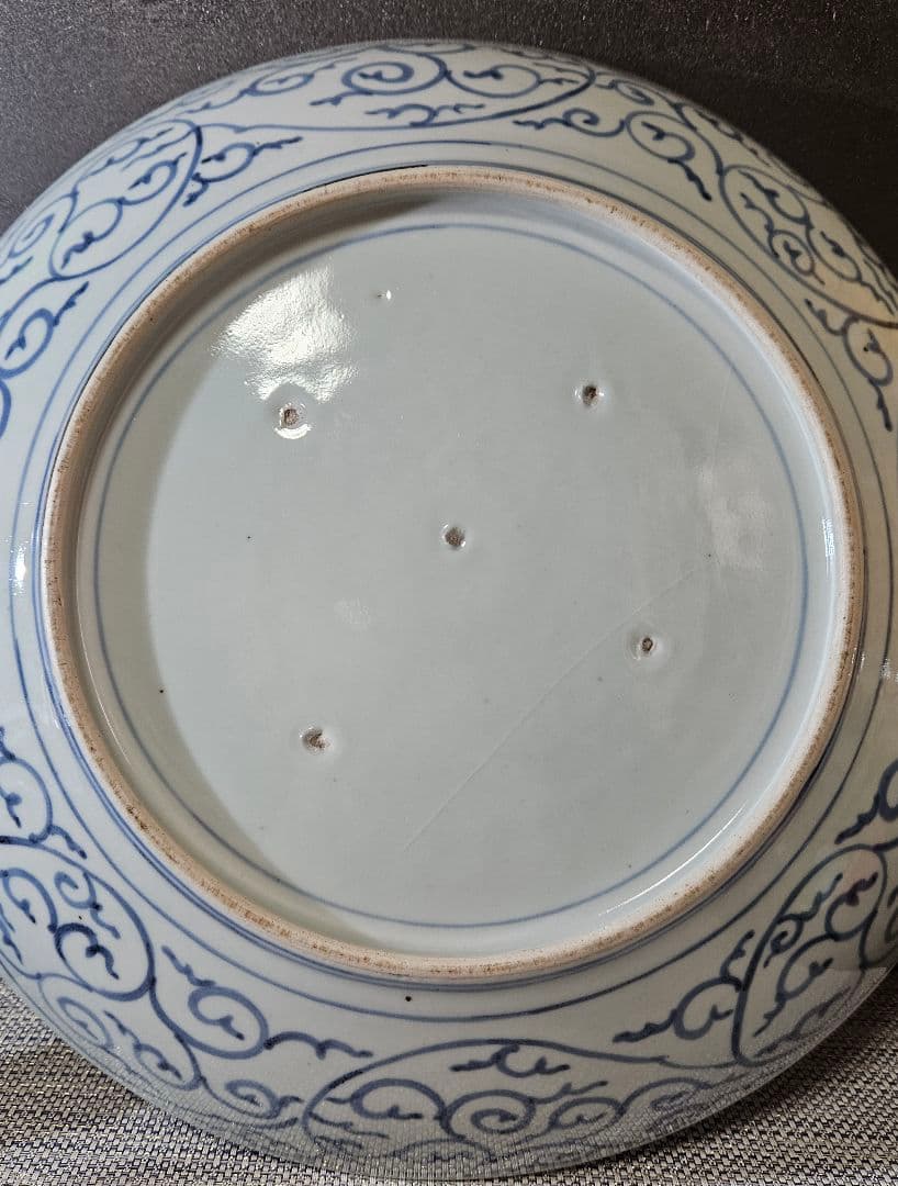 【珍品図変わり❗️】明治時代　古伊万里　錦手　金彩色絵　七福神図　唐草文様　大皿